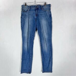 Gap Mid Rise Skinny Jean Women’s 10 Medium Wash Blue Denim Studded Stretch